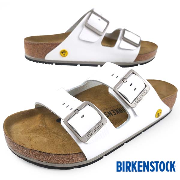 【P５倍以上 マラソン期間中】ビルケンシュトック BIRKENSTOCK Arizona ESD PRO 1028990 アリゾナ ESD プロ サンダル 白 静電気防止 天然皮革 カジュアル シンプル アウトドア ESD防止加工 メンズ 送料無料 国内正規品