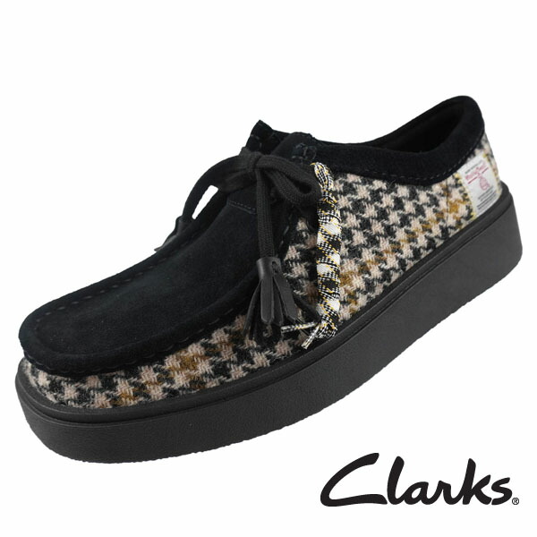 クラークス Clarks Torview トービュー 200周年コレクション 26184928 ハリスツイード コラボモデル ブラックコンビ ワラビー スエード 厚底 モカシン カジュアル フラットシューズ メンズ 送料無料 日本正規品