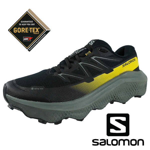 サロモン SALOMON ULTRA FLOW 2 GTX 478832 黒緑黄 ウルトラフロー ゴアテックス トレイルランニング トレラン ハイキング 登山靴 軽量 防水/透湿 トレッキング アプローチ アウトドア メンズ 送料無料