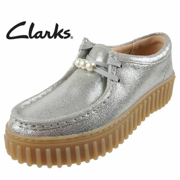 クラークス Clarks Torhill Bee トーヒルビー ワラビー 26184587 シルバー パール 本革 ラバーソール 厚底 モカシン カジュアル フラットシューズ レディース 送料無料 日本正規品