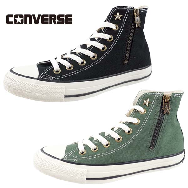 コンバース CONVERSE ALL STAR STARZIP HI オールスター スタージップ 御機嫌 アーミーグリーン 黒いこと 片方ファスナー チャック 心地よい 分かりやすい レトロチック レディース/メンズ 貨物輸送無料 SE 713 711