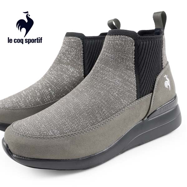 【P５倍以上 マラソン期間中】【クリアランス特価】【40％OFF】 ルコック スポルティフ le coq sportif LCS アヌー LU5FBT92LZ GYSL グレー/シルバー スエード/ニット サイドゴア ウインター ショートブーツ 撥水/防滑/発熱・蓄熱/軽量 おしゃれ レディース 送料無料
