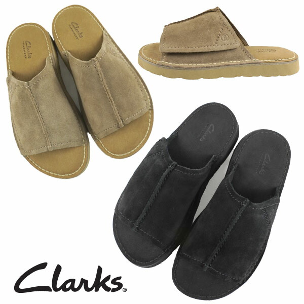 【国内定まり品】クラークス Clarks Solsbury Slide 26186456 26186457 ソルスブリースライド 黒いこと まっ黒い沙子 横すべりサンダル スエードクロス 生まれながらなめし革 神通力胴締め ベルクロ 心地よい 分かりやすい メンズ 貨物輸送無料
