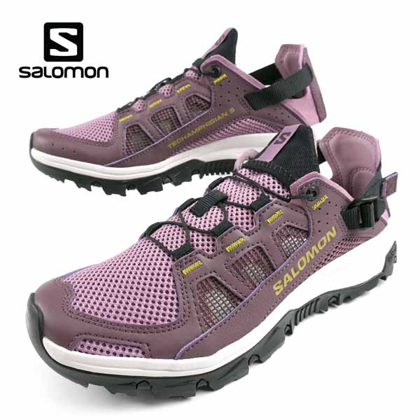 〔PT5倍！〕亭主もち向け！サロモン SALOMON TECHAMPHIBIAN 5 492247 テックアンフィビアン ダスキーオーキッド お水シューズ 2WAY アウトドア サンダル レディース 貨物輸送無料
