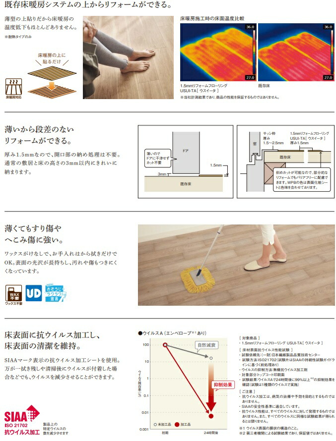 通販激安】 パナソニック１．５ミリリフォームフロア ウスイータ 非耐熱タイプ エイジドチェスナット柄KERS1MT151.5ｘ909ｘ1.5ミリ  24枚入1坪 専用テープは 別途です fucoa.cl