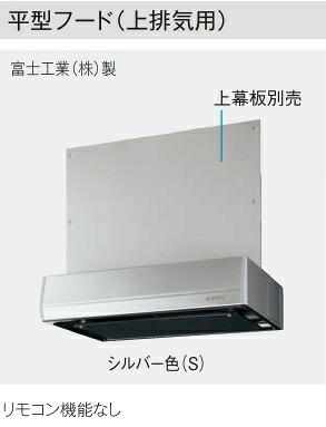 【JUABFRS3F75(R/L)S】PANASONICシステムキッチンSクラス　平型フード(上排気用)W=75cmシルバー色　＊上幕板別途手配　会社、個人事業主様限定。北海道、沖縄及び離島は、別途送料掛かります。｜住設クリックス店