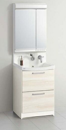 クリナップ洗面ドレッサー『ファンシオ』60cmプラン1 M-602NFNC(2面鏡ミラー、LED)+BNFH60FWTCWE3MSI(オールスライドタイプ)ミルクアッシュ扉 W60xH195(190)xD57.5cm メーカー便にてお届け。会社、個人事業主様限定。|住設クリックス店