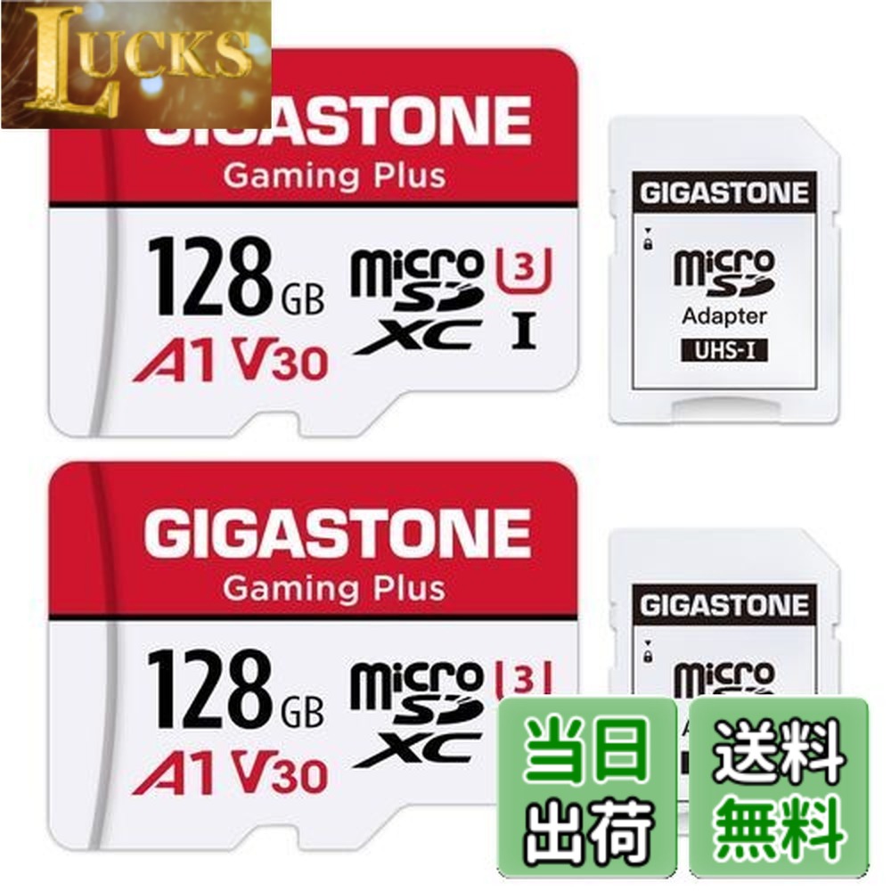 【貨物輸送無料】GIGASTONE マイクロsd歌留多 128GB 2個仕掛ける, SDアダプター2個付 ミニ納める入れもの2個付, 4K UHD画像 100MB/S 弾丸道路 MicroSDXC, UHS-I A1 V30 U3 Class 10