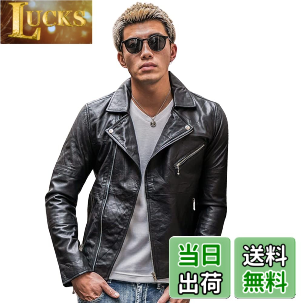 【貨物輸送無料】【本革】なめし革上衣 ライダースジャケット メンズ 革ジャン 本革上衣 シングルライダース ダブルライダース 本当のなめし革 リプロダクトレザー (滑稽者) 色：ダブルライダース、大きさ：L