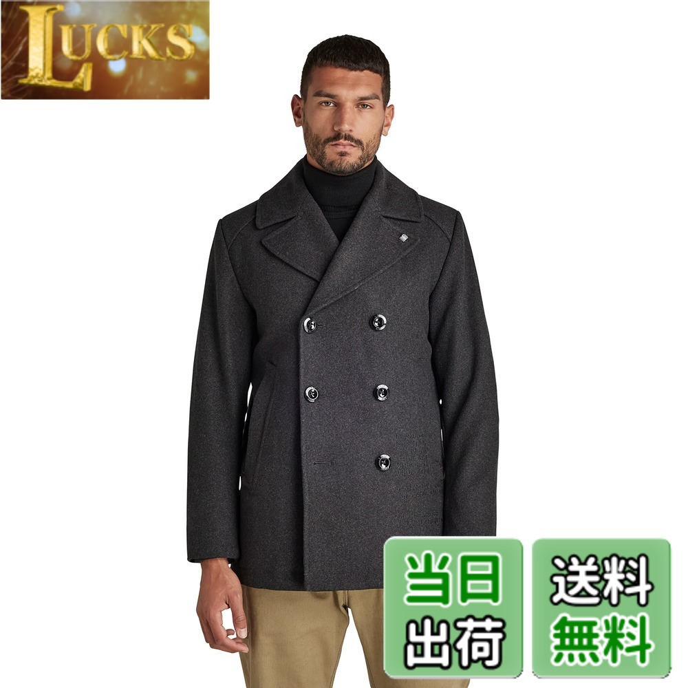 【貨物輸送無料】[ジースターロゥ] ピーコート メンズ 羊毛 Wool Peacoat 色：shadow htr、大きさ：L
