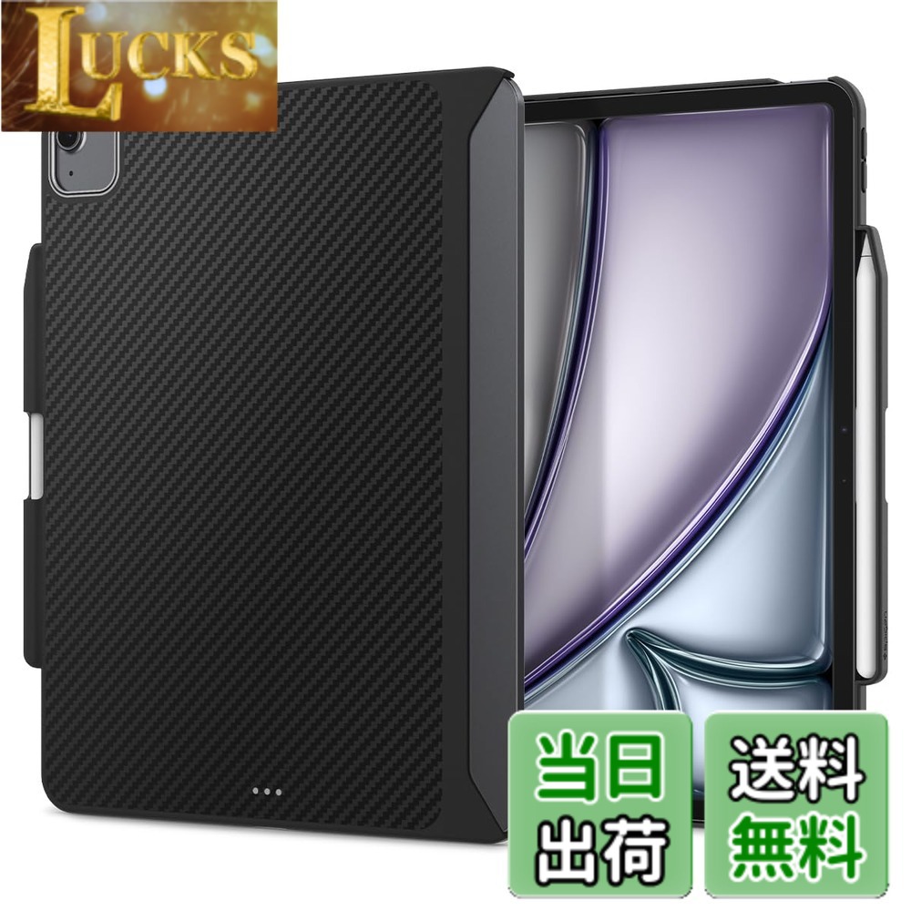 【送料無料】Spigen iPad Air 11インチ ケース M3/M2 (2025/2024年) iPad Air 10.9インチ ケース (2022/2020年) 耐衝撃 米軍MIL規格取得 傷防止 ディテール設計 レザー エンゾ・アラミド ACS07757 (ブラック)|LUCKS