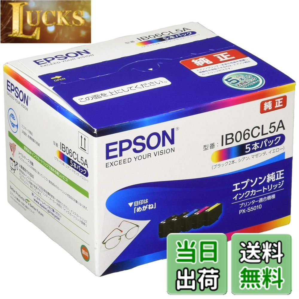 【貨物輸送無料】エプソン 完全無欠 インキ薬莢 眼鏡 IB06CL5A 5本風呂敷き包み 黒いこと2本入り口・入口