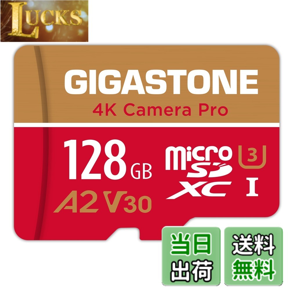 【貨物輸送無料】【5年見聞立てなおす・無償取り替えっこ】GIGASTONE マイクロsd歌留多 128GB 4K Camera Pro microSDXC UHS-I A2 V30 U3 C10 100MB/s Ultra 固定ディスク 4K 映像媒体録画 Gopro インスタ360 行動写真機 運動競技写真機 SDアダプタ1枚付き添い人