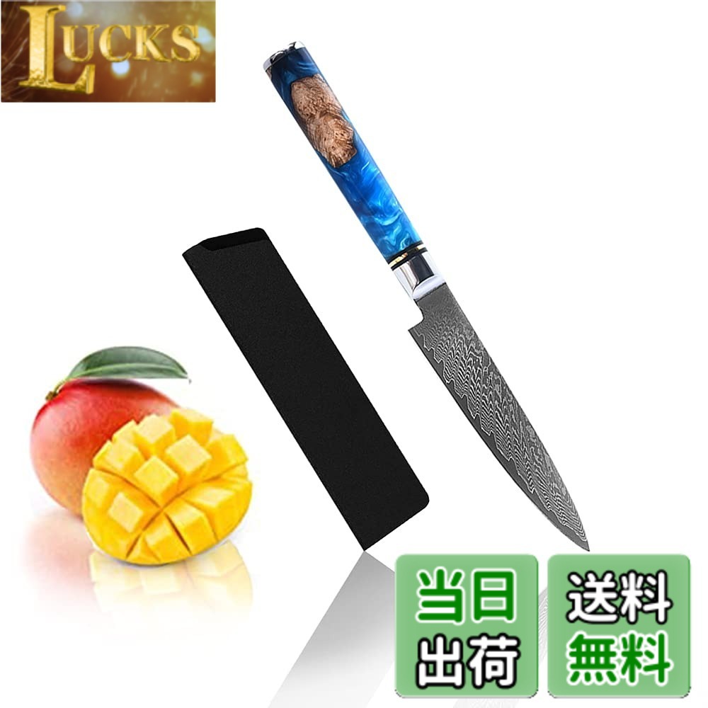 【送料無料】Utaki 高級ペティナイフ 万能ナイフ 刃渡り115ｍｍ アウトドア用可能 野菜 魚 果物 肉 寿司に最適です ダマスカス67層
