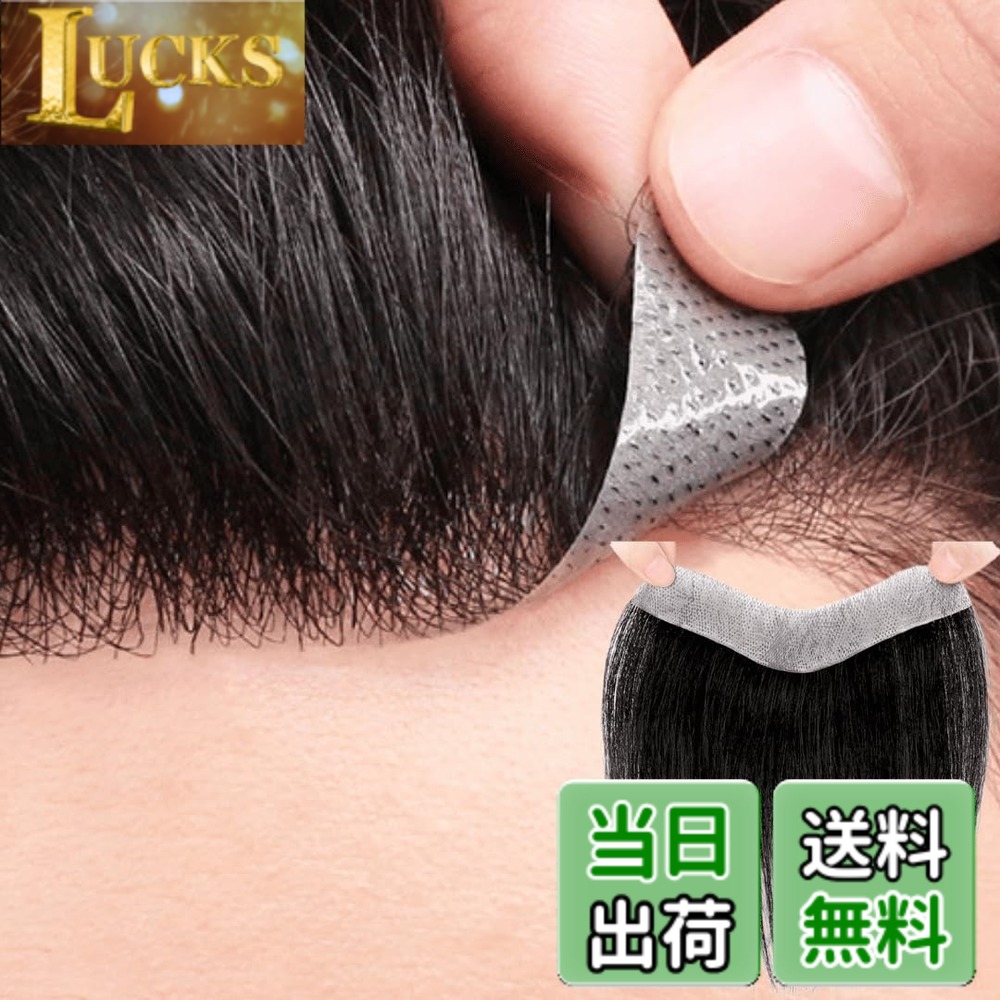 【送料無料】増毛シートLuce brillare 部分ウィッグ 貼るウィッグ 人毛100% 生え際 総手植え 貼る増毛 増毛シート 付け毛 薄毛 部分かつら 男女兼用 極薄フィルム ヘアピース M字 脱毛 ポイントウ 色：ナチュラルブラック (髪の長さ15cm)、サイズ：シートサイズ:2x16cm