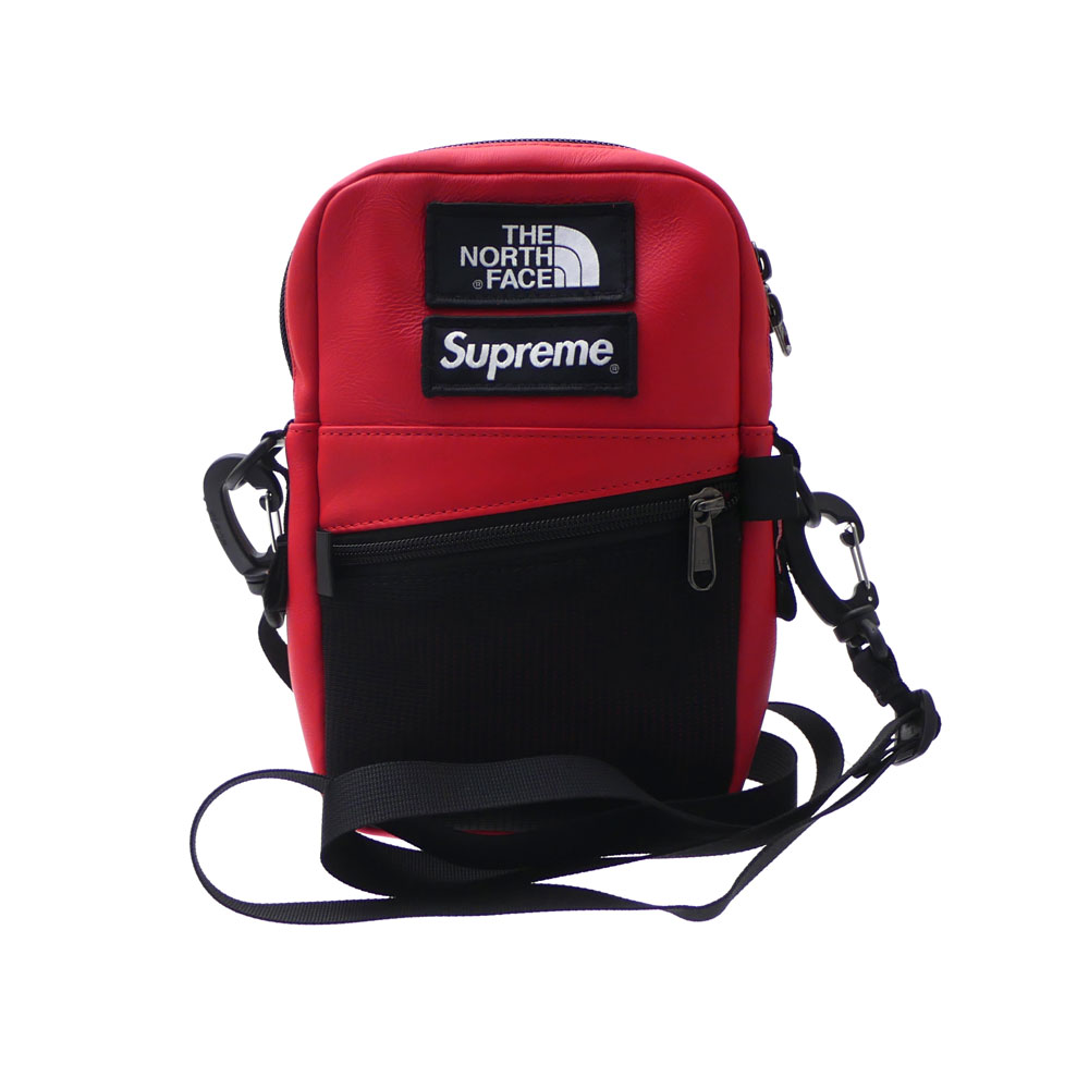 supreme x the north face leather shoulder bag