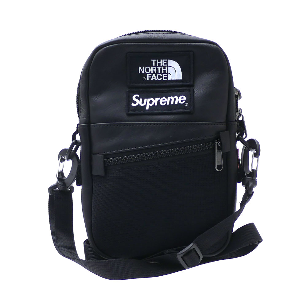supreme the north face leather shoulder bag black