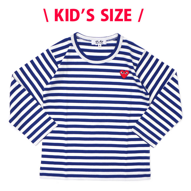 PLAY COMME des GARCONS◆長袖Tシャツ/M/コットン/BLU/ボーダー プレイ コムデギャルソン パステルグリーン ボーダー長袖Tシャツ