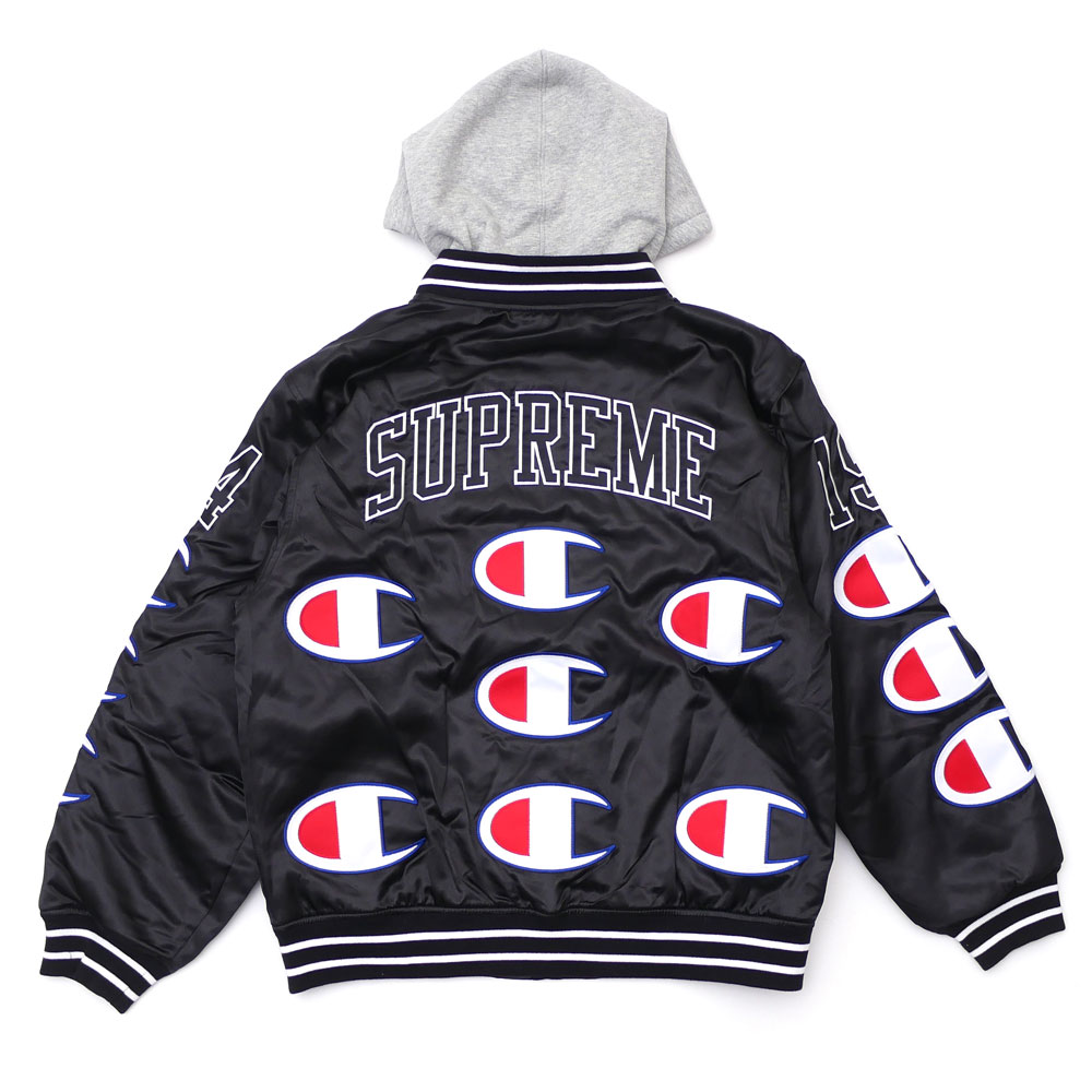 supreme champion hooded varsity jacket