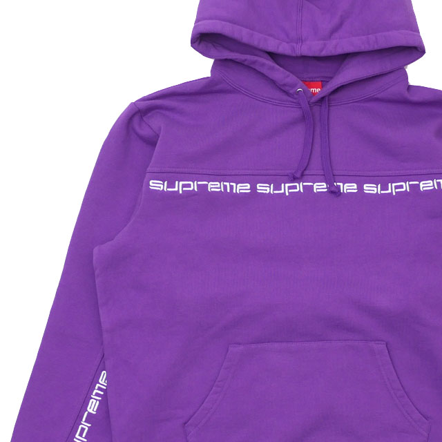 supreme text stripe hooded sweatshirt