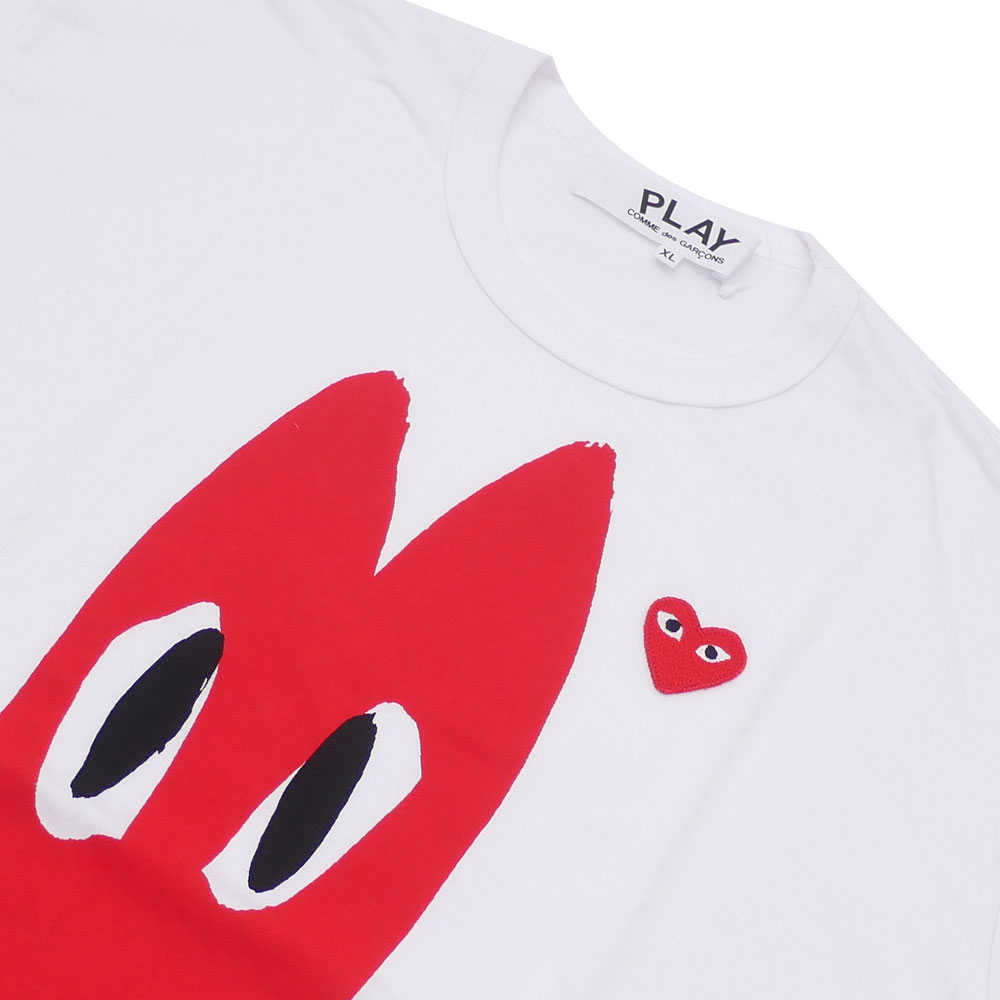 COMME des GARCONS - XL コムデギャルソン Red Play T-Shirt (White)の