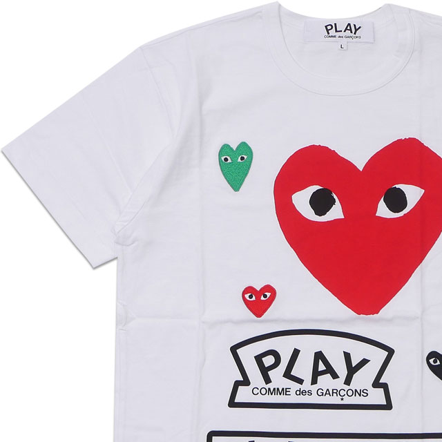 楽天市場 新品 プレイ コムデギャルソン Play Comme Des Garcons Mens Multiple Heart Printed S S T Shirt Tシャツ Whitexred メンズ 新作 Cliff Edge