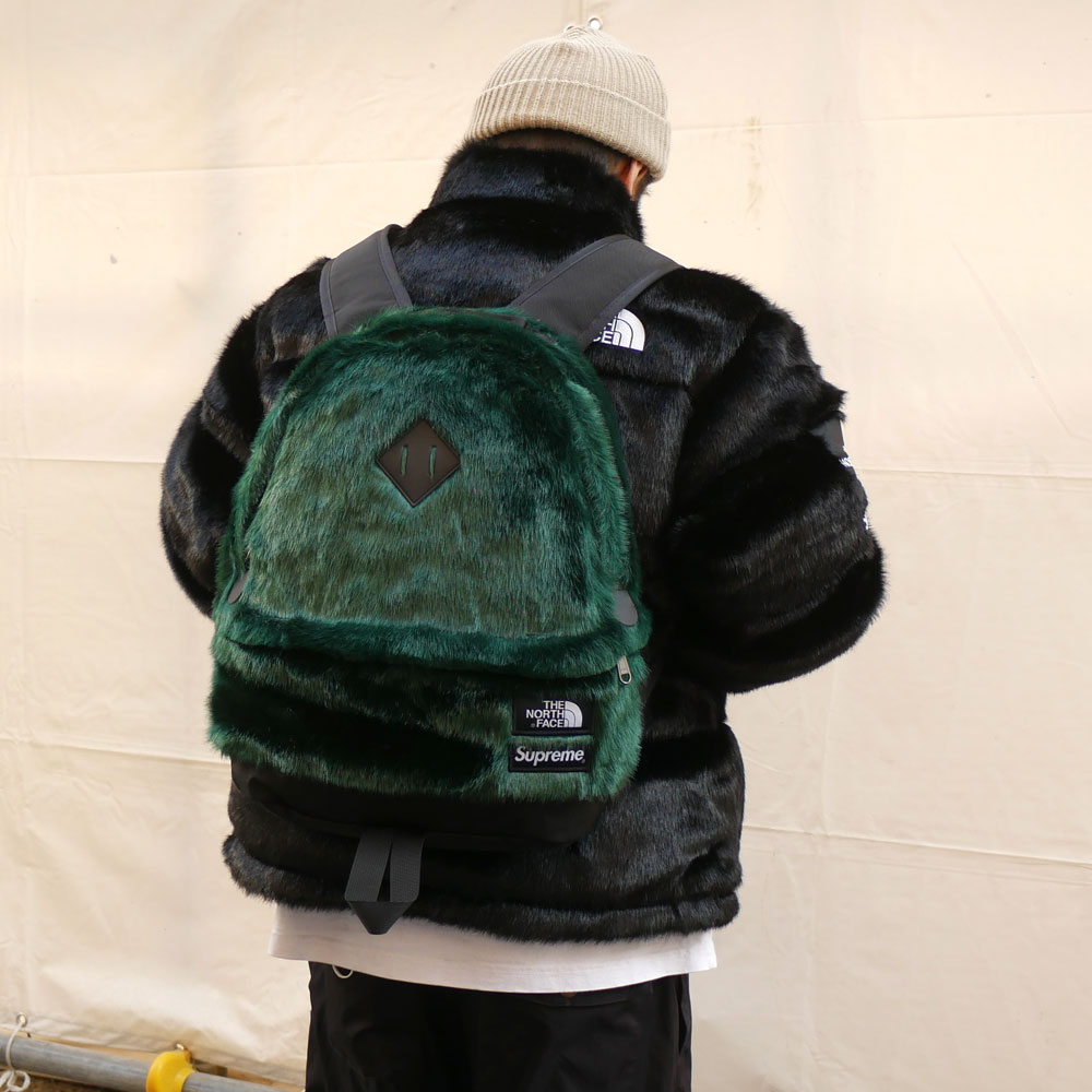 ブルー×レッド The North Face® Faux Fur Backpack 緑 グリーン