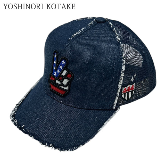 ヨシノリ コタケ メッシュ キャップ ネイビー ワッペン ゴルフ ダメージ加工 ヨシノリ コタケ メッシュ キャップ ネイビー ワッペン ゴルフ