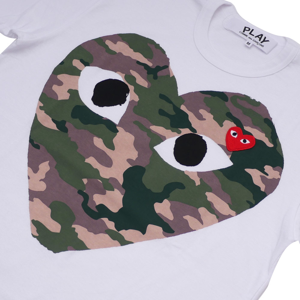 cdg camo heart t shirt