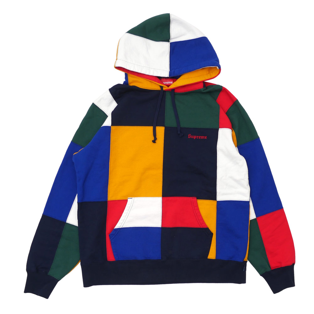supreme patchwork hooded sweatshirt