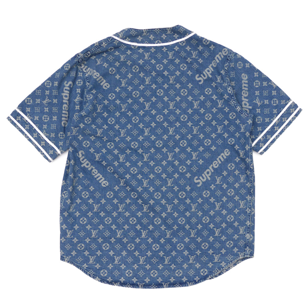 Louis Vuitton X Supreme Blue Denim Baseball Jersey | NAR Media Kit
