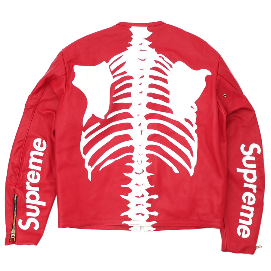 red leather supreme jacket