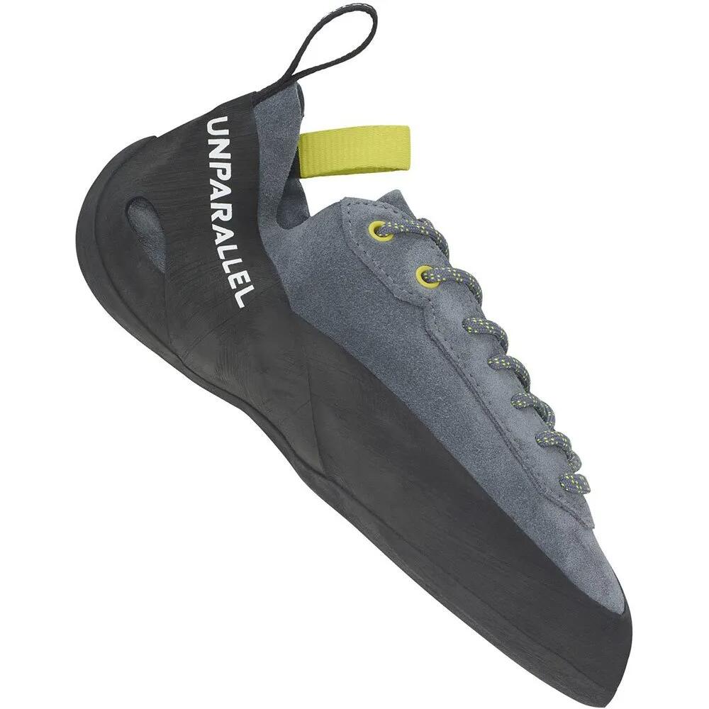 アン緯線 エンゲージ スピード競技 引き上げる クライミングシューズ （ Grey / Neon Yellow ） | UNPARALLEL Engage Lace UP Climbing Shoes [t]