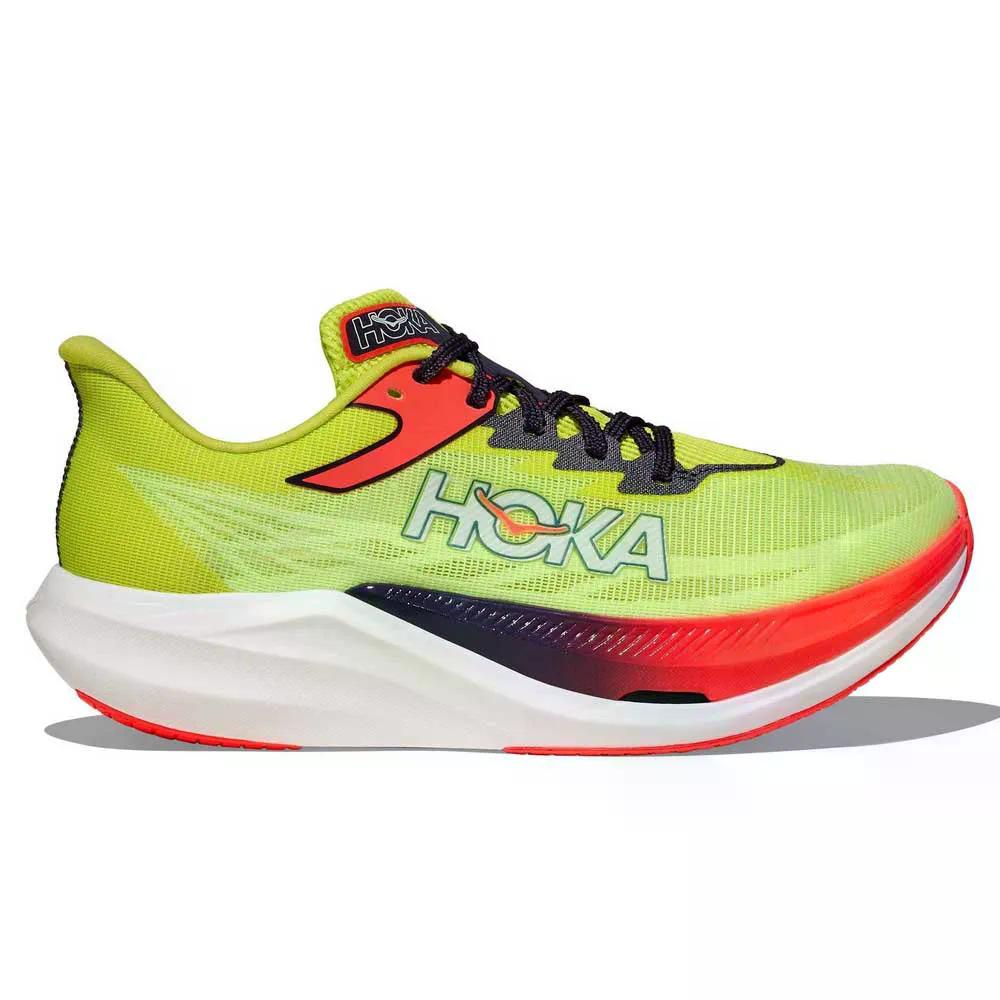 ホカ ロケット花火 X 3 駈けっくらシューズ （ NeonYuzu/SquidInk ） | HOKA Rocket X 3 Running Shoes  [t]