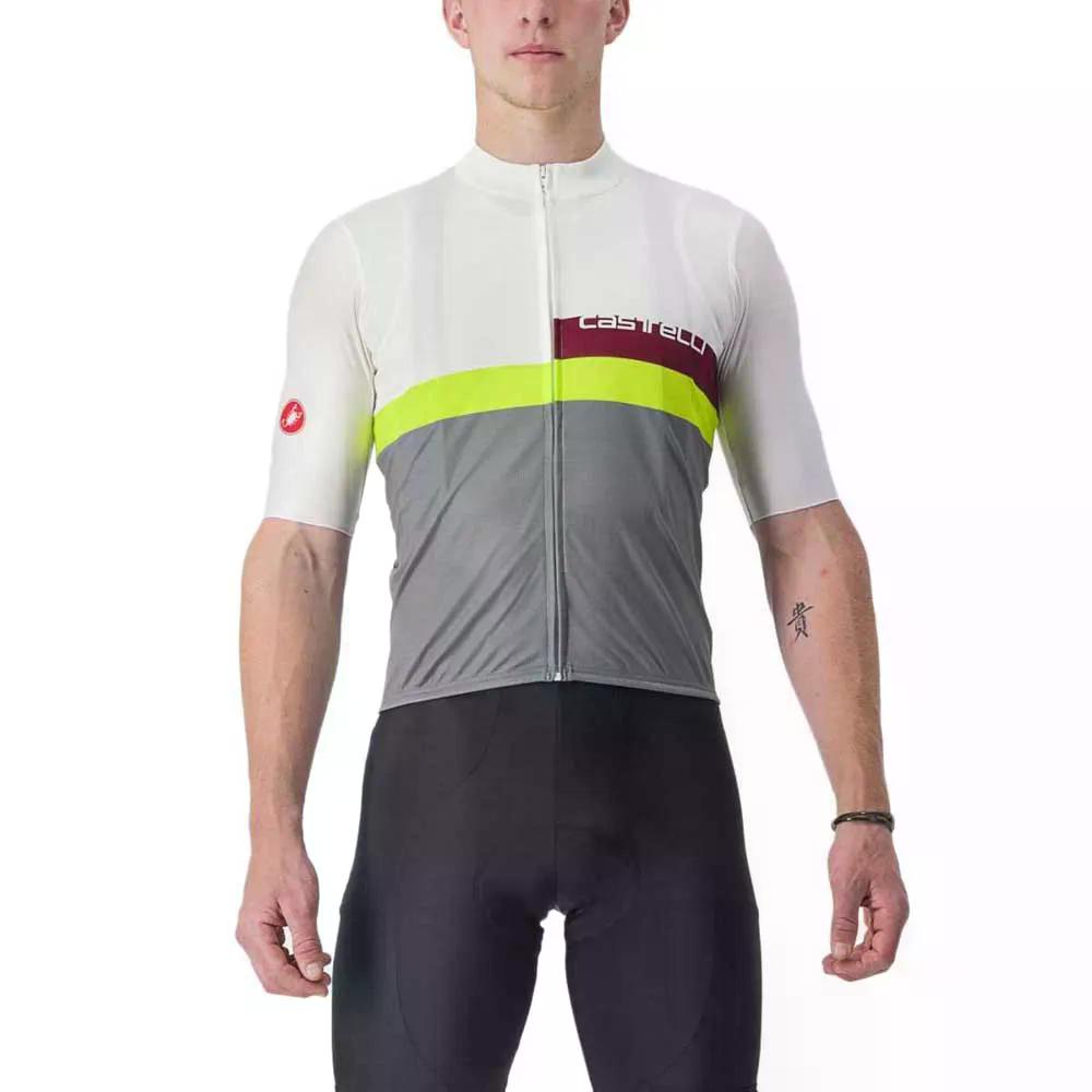 カステリ ア ブロッコ 遊撃手捩り プルオーバー （ Ivory/Bordeaux/ElectricLime ） | CASTELLI A Blocco short sleeve jersey  [t]