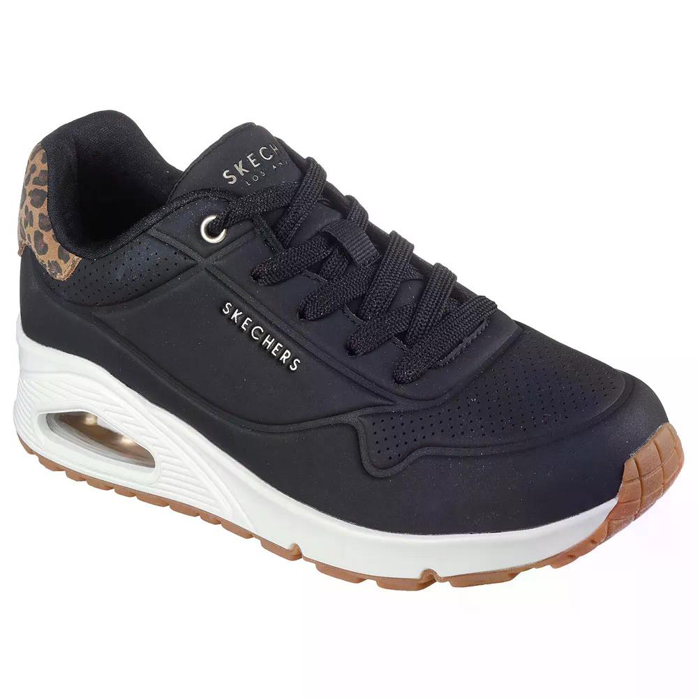 スケッチャーズ ウノ ジャングル ナイト爵 スニーカー レディース （ BlackDurabuck/LeopardPrintedSuede/MeshTrim ） | SKECHERS Uno Jungle Nite Sneakers Woman  [t]