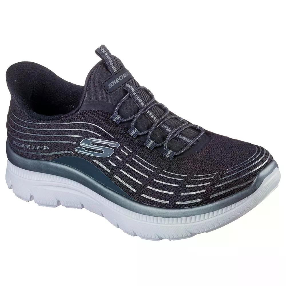 スケッチャーズ サミッツ プラス ソフト ラスター スリッポン スニーカー レディース （ CharcoalMesh/SilverTrim ） | SKECHERS