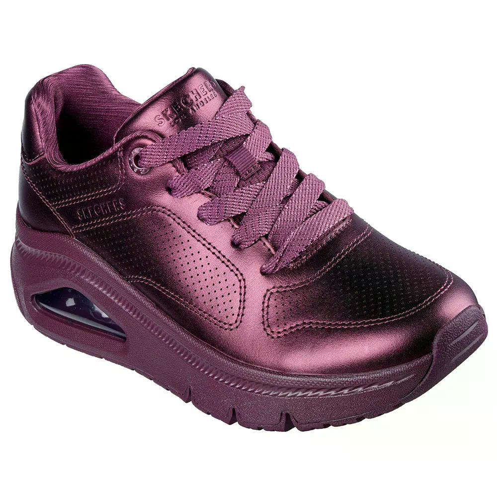 スケッチャーズ ウノ アイコン 挙げ句の果てラス エア湖 スニーカー レディース （ WineMetallicLeather ） | SKECHERS Uno Icon Lustrous Air Sneakers Woman  [t]