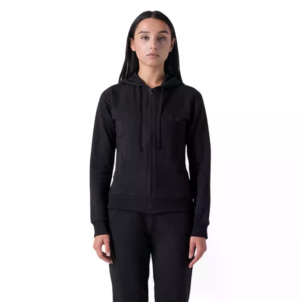 エバーラスト フェルパ ストレッチ フルジップ スウェットシャツ ウーマン （ Black ） | EVERLAST Felpa strech full zip sweatshirt woman [t]