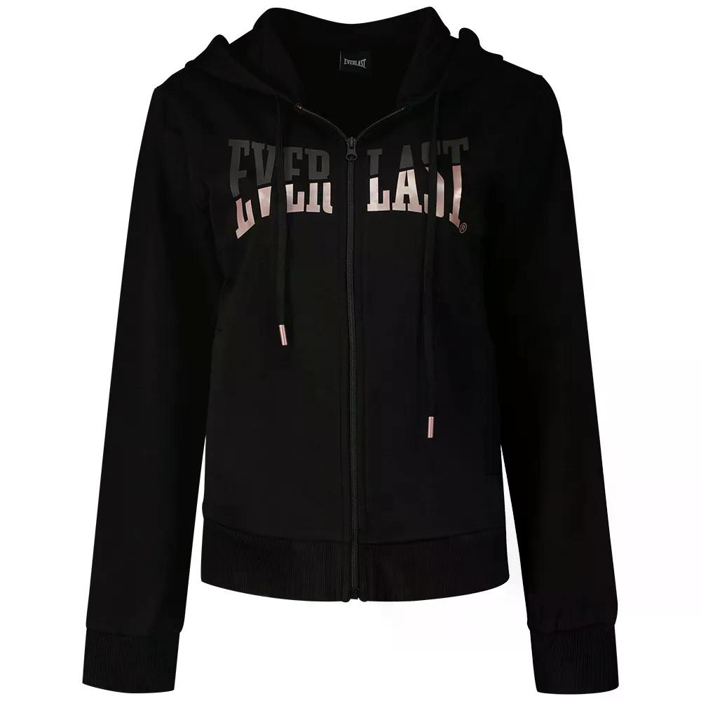 エバーラスト フェルパ ストレッチ フルジップ スウェットシャツ ウーマン （ Black ） | EVERLAST Felpa strechetch full zip sweatshirt woman [t]｜クライムスワールド 店