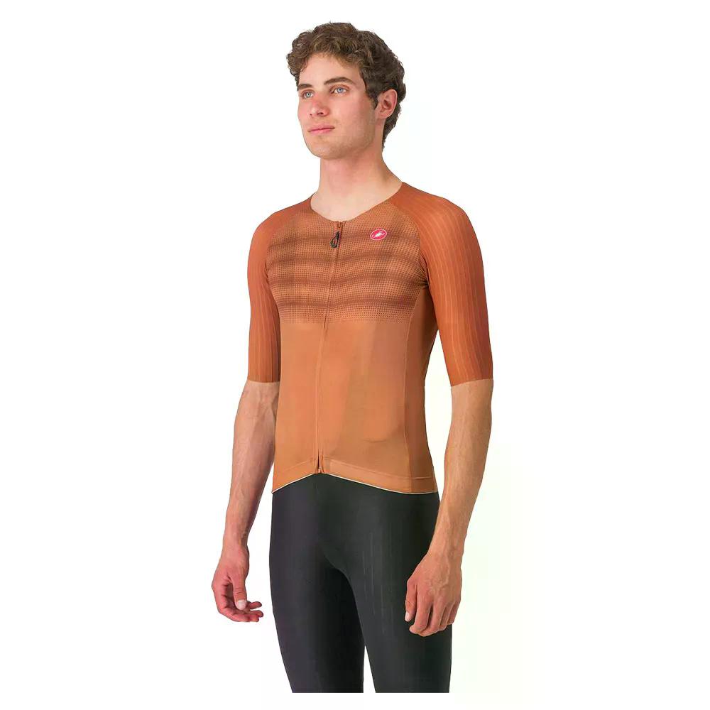 カステリ エアロ RC 8S 遊撃手捩り 取り組み プルオーバー （ Brown ） | CASTELLI Aero RC 8S short sleeve tri jersey  [t]