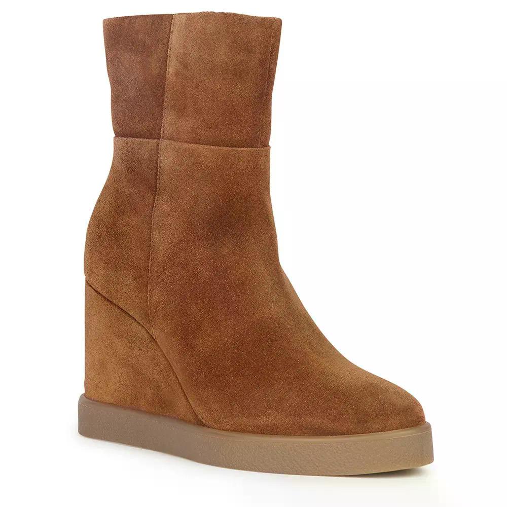 ジェオックス エリデア ウェッジ アンクルブーツ 成人女性 （ DarkCamel ） | GEOX Elidea Wedge Ankle Boots woman  [t]