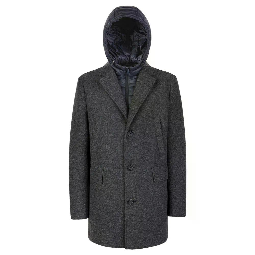 ジェオックス クラウディオ 厚地の外套 （ MelangeGrey/Navy ） | GEOX Claudio Coat  [t]