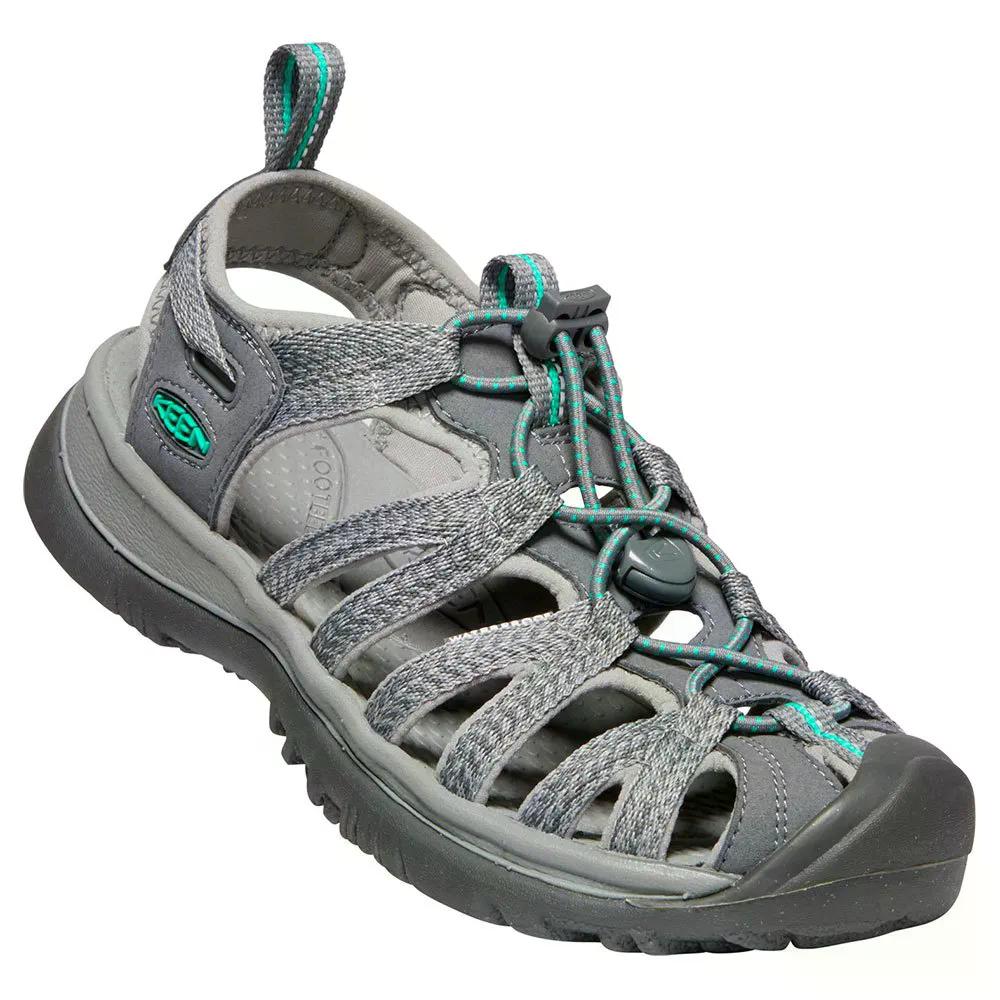 キーン ウィスパー レディース サンダル （ MediumGrey/PeacockGreen ） | KEEN Whisper Sandals Women [t]