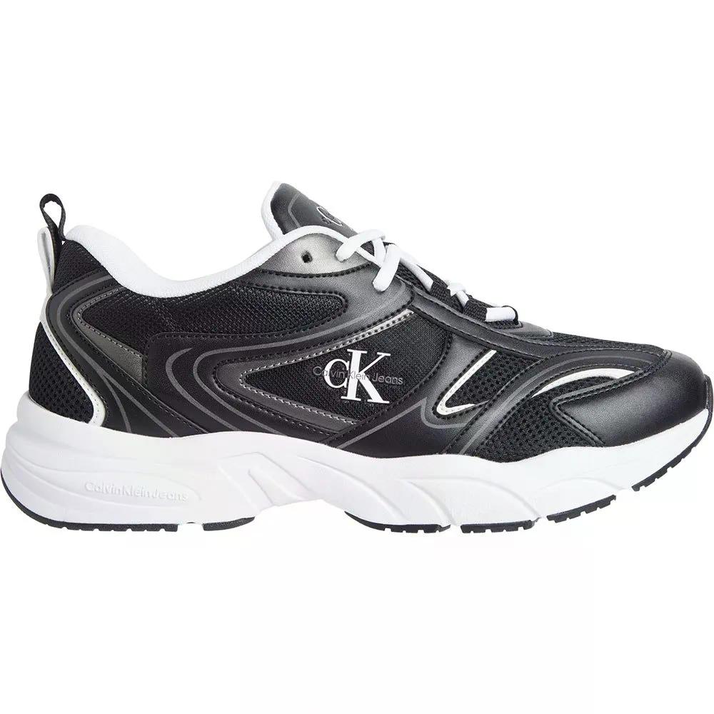 カルバン クラはたご屋 デニム レトロ 庭球 メッシュ ML 調教師 （ Black/BrightWhite ） | CALVIN KLEIN JEANS Retro Tennis Mesh Ml trainers  [t]