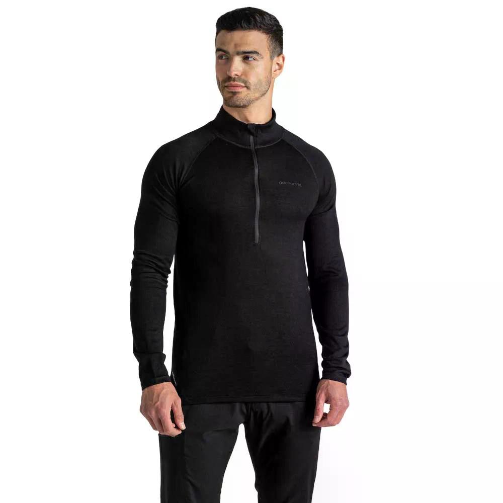 クラグホッパーズ エキスパート メリノ ハーフジップ スウェットシャツ （ Black ） | CRAGHOPPERS Expert Merino half zip sweatshirt [t]