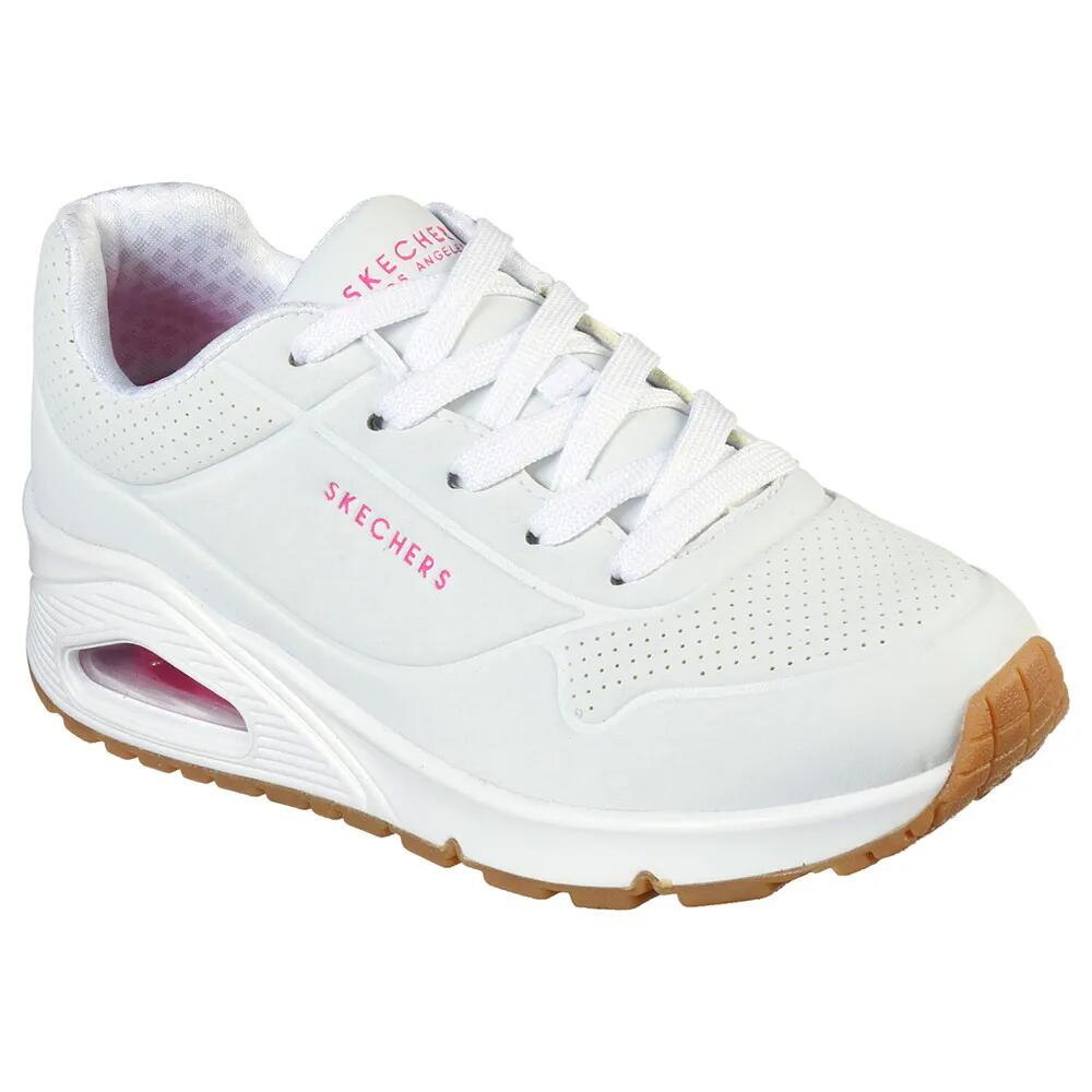 スケッチャーズ ウノ スタンド オン エア ジュニア スニーカー （ White Pu/H.pink Trim ） | SKECHERS Uno Stand On Air Junior trainers [t]｜クライムスワールド 店