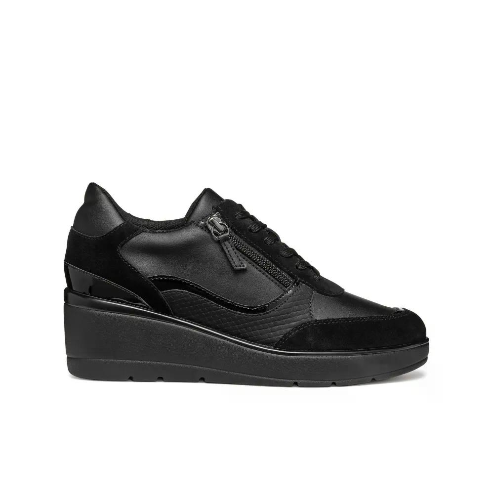 ジェオックス イルデ スピード競技受け答え スニーカー レディース （ Black ） | GEOX Ilde Laceless sneakers Woman  [t]