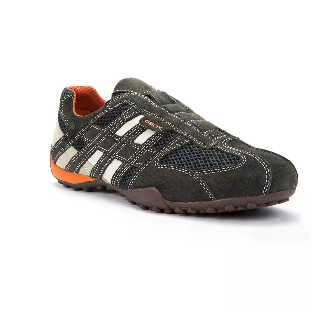 ジェオックス 長蛇 L スピード競技受け答え スニーカー （ DarkGrey/OffWhite ） | GEOX Snake L Laceless sneakers  [t]