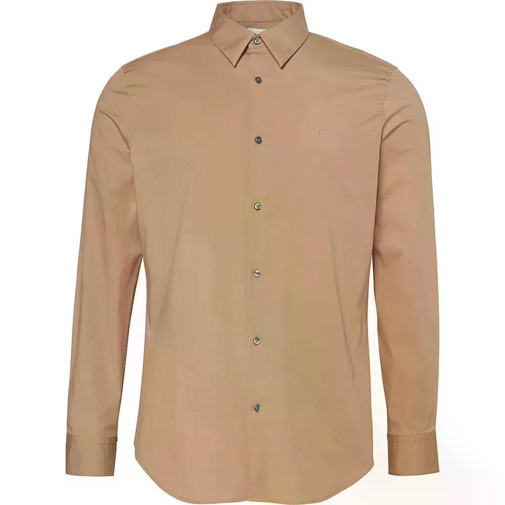 カルバン クラはたご屋 益荒男 伸ばすこと か細い 相応う ロング 衣袂 プルオーバー （ Stonehenge ） | CALVIN KLEIN Solid Stretch Slim Fit long sleeve shirt  [t]